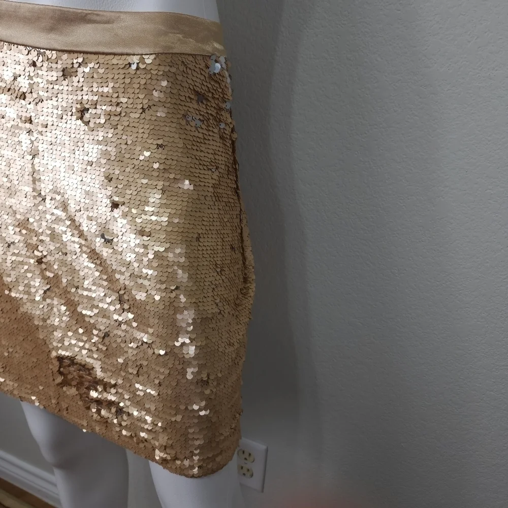 Candela Gold Sequin A- line Skirt Size M